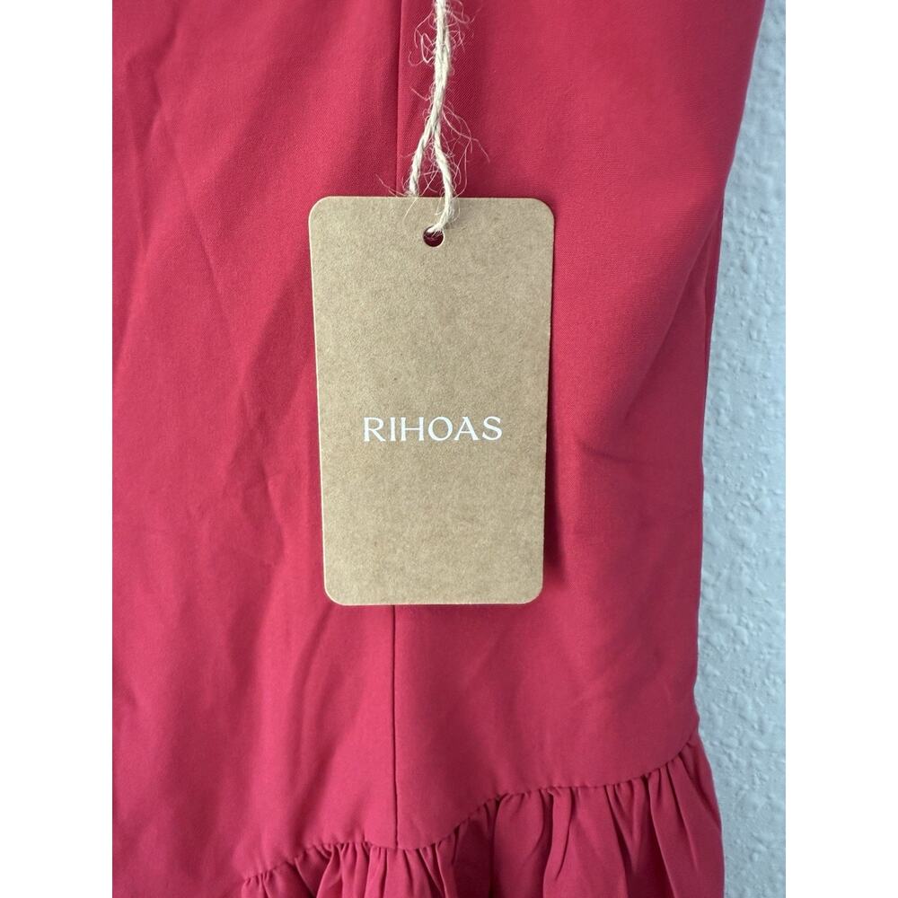 NWT RIHOAS Red Square Neck Midi Dress Strappy Sleeveless Pocket Elegant - Picture 9 of 10